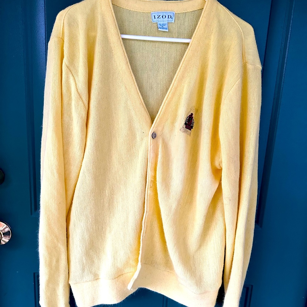 Vintage Izod Men’s Yellow Cardigan Large.